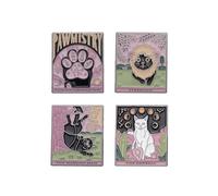 Cartoon Cat Brooch Set Vintage Tarot Cat Series Brooch Badge Divination Lapel Pins Accessory Moon Star Sun Lapel Badge Cute Brooch Pins for Backpacks Bag Clothing Kid Girl Gift Accessory DIY Crafts