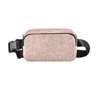Cartoon Cat Bunny and Flower Green Large Capacity Waist Bag Fanny Pack with Adjustable Strap for Travel Shopping Running, Cherry Blossoms, One Size