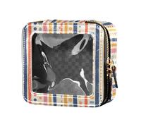Cartoon Cat Bunny and Flower Green Waterproof Clear Small Makeup Bag for Purse for Women Cosmetic Case Skincare Pouches, Stripes Tiny Dots Minimalist, One Size