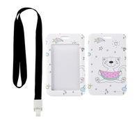 Cartoon Cat Card Holder with Black Lanyard, Lanyard and Card Holder, Vertical ID Cards Protector for Women, Vertical Name Badges Protector for Teacher, Teacher Stuff Nurse Essentials