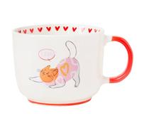 Cartoon Cat Ceramic Mug 400ml Cute Valentine’s Coffee & Tea Cup Glazed Gift Mug for Cat Lovers & Romantic Gifting Assorted Designs (Cat in Red Jumper)