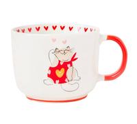 Cartoon Cat Ceramic Mug 400ml Cute Valentine’s Coffee & Tea Cup Glazed Gift Mug for Cat Lovers & Romantic Gifting Assorted Designs (Smiling Cat)