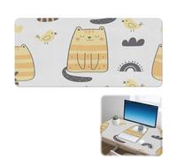 Cartoon Cat Desk Pad Non-Slip Mouse Mat Gaming with Smooth Surface Pu Leather Mouse Pad Large 90X42 CM Mousemat Office Desk Decor Work from Home Gifts Deskpad for School Home Office Table