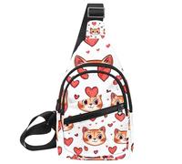 Cartoon Cat Face (3) Sling Backpack Crossbody Bag Convertible, Small Diaper Bag Hiking Daypacks
