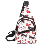 Cartoon Cat Face and Heart (3) Sling Backpack Crossbody Bag Convertible, Small Diaper Bag Hiking Daypacks