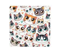 Cartoon Cat Face Camera Wrap Cloth, Squares Magic Self-Adhesive Cloth for Lens Camera Anti-Scratch Lens Protector Makeup Wrap Cloth Bag 17.7" x 17.7"