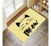 Cartoon Cat Face Door Mats 50 X 80 Cm, Washable Indoor Doormat Tpr Non-Slip, Dirt Trapper Front Door Mat Inside, Minimalist Style Super Absorbent Entrance Rug For Entryway, Pets And Dogs - Yellow