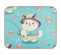 Cartoon Cat Fish Cool mat for Dogs Cooling Dog Bed for Canine Cozy Sleeping Essentials 22×27.6in