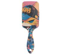 Cartoon Cat Graffiti Style Colorful Hip Pop smooth dry hair brush Designed head massager for thin hair with Ergonomic handle cepillo para definir rizos