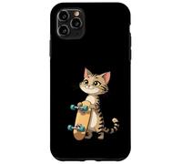 Cartoon Cat Holding Skateboard Illustration Case for iPhone 11 Pro Max