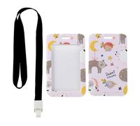 Cartoon Cat ID Card Holders with Black Lanyard, Bus Pass Holders, Vertical Cards Protector for Men, Vertical ID Cards Protector for Nurse, Nurse Accessories Work Teacher Stuff