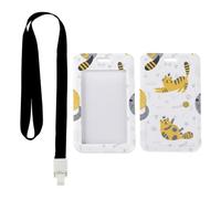 Cartoon Cat ID Card Holders with Black Lanyard, Lanyard Holder, Vertical Name Badges Protector for Paramedic, Vertical Cards Protector for Men, Nurse Essentials Work Teacher Stuff