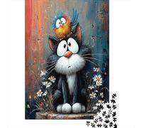 Cartoon Cat Jigsaw Puzzle for Adults 1000 Piece Jigsaw Puzzle Bird Puzzle Game for Family Stress Relief Home Decor 38x26cm/1000pcs