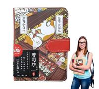 Cartoon Cat Journal Magnetic Closure Notebook - Japanese Style Sketchpad Undated Writing Book PU Cover 224 Pages | Travel Notepad Drawing Doodling Gift Students Cute Animal Theme Design