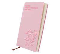 Cartoon Cat Notebook A6 Lined Journal, Pink Portable Writing Book | 192 Pages, Sturdy Binding, Bold Horizontal Lines, Imitation Leather Cover, Cute Kawaii Style for School Travel
