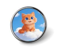 Cartoon Cat Orange Button Pin Round Metal Lapel Pins Badges Classic Cute Brooche Pin Personalized Pinback Button Badges Novelty Funny Enamel Pins for Backpacks Jackets Bags