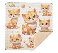 Cartoon Cat Orange Soft Padded Baby Playmat for Floor Non-Toxic Foldable Tummy Time Mat for Baby Toddler Infant, 50'' x 50''para juegos de