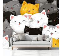Cartoon Cat Pattern Art Photo Wallpaper 200 x 140 cm Wall Mural Non-Woven,Multicolor Wallpaper 3D Effect Wall Mural Decoration, for Bedrooms Living Room Bathroom Hallway