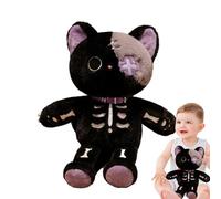 Cartoon Cat Plush - Gothic Style 15 Inch Skull Cat Stuffed Animal, Anime Figure Pill0w for Decorative Display and Gifting | Soft Plush Toy for Festival Surprise, Plushes for Sofa Bed