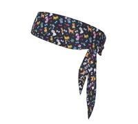 Cartoon Cat Print Ninja Headbands,Adjustable Head Tie For Men, Sports Sweatband For Yoga Running Basketball