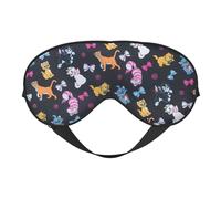 Cartoon Cat Printing Double-Sided Design Sleep Aid, Soft Eye Mask for Sleep,Yoga,Adjustable Strap, Blocks Light