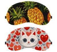 Cartoon Cat Red Love Hearts 2-Pack Light-Blocking Soft Breathable Eye Masks with Eye Patches and Sleep Masks
