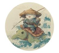 Cartoon Cat Riding Turtle Round Mouse Pad, Circular Mousepad with Non-Slip Rubber Base Office Desk Accessories for Laptop Computer, Color185