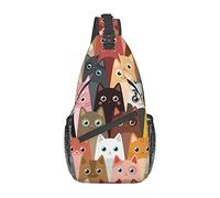 Cartoon Cat Sling Bag, Chest Bag Daypack, Crossbody Sling Backpack for Travel Sports Running Hiking