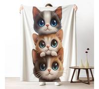 Cartoon Cat Stack Sherpa Fleece Blanket Geometric Lines Flannel Throw Blanket Soft Slate Gray Plush Blanket for Bed Sofa, Warm Winter Bedding for Adults, 220x240 cm