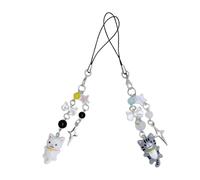 Cartoon Cat Star Bowknot Bead Charm Colorful Beaded Keychain Fashionable Resin Alloy Accessory for Bags