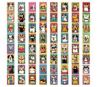 Cartoon Cat Stickers Set,64 PCS Aesthetic Cute Stickers for Water Bottle, Laptop, Phone, Skateboard for Teens, Girls and Kids
