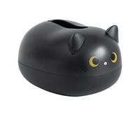 Cartoon Cat Tissue Box, Plastic Cartoon Facial Tissue Box Cover Holder Lovely Napkin Box, Tissue Dispenser Box for Bathroom Vanity Countertops, Bedroom Dressers(black)