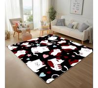 Cartoon Cats and Animals Rectangle Rugs Living Room Rug for Bedroom 80x150cm Non-Slip Washable Carpet Modern Geometric Hearts And Stars Short Pile Area Rug for Dining Room Kitchen Office Floor mats