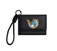 Cartoon Cats Character Flat Wallet Abrasion Coin Purse Quick Access Card Slots Portable Wristlet Styles PU Leather Cats Print Wallet, Black, Mass Beauty