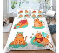 Cartoon Cats Super King Duvet Cover Cute Print Bedding for Super King Bed Bedroom Decoration Quilt Cover and 2 Pillowcases 50x75cm, Soft 110gsm Microfiber, with Zipper Closure ba2370