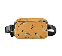 Cartoon Cedar Waxwing Birds Orange Stylish Crossbody Bag Waist Packs for Women Men Waterproof Sling Chest Bags with Adjustable Strap for Travel Vacation Running, 01, One Size