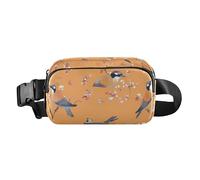 Cartoon Cedar Waxwing Birds Orange Stylish Crossbody Bag Waist Packs for Women Men Waterproof Sling Chest Bags with Adjustable Strap for Travel Vacation Running, 20, One Size