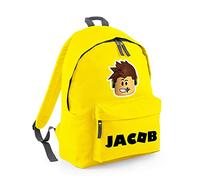 Cartoon Character Bag For Kid, Personalised Backpack, Ro blox Face, Gift For Kids, Boy, Gift For Brithday Fashion Backpack for Nursery, Bookbags, Rucksack Shoulder Bag. (Yellow Graphite Grey)