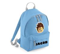 Cartoon Character Bag For Kid, Personalised Backpack, Ro blox Face, Gift For Kids, Boy, Gift For Brithday, 9 litres Mini Fashion Backpack for Nursery, Bookbags, Rucksack, Shoulder Bag. (Sky Blue)
