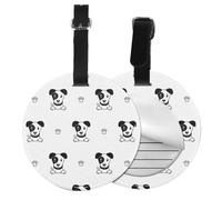 Cartoon Character Jack Russell Terrier Animal,Luggage Tags Pu Leather Name Tag Travel Suitcase Identifier ID Tags Durable Baggage Label 2 pcs