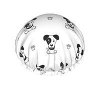 Cartoon Character Jack Russell Terrier Animal,Shower Cap Nightcap Double Layer Waterproof Elastic Bath Cap Reusable Hair Cap