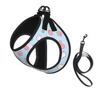 Cartoon Character Strawberry Print Reflective No Choke Pet Vest Harness,Adjustable Soft Padded Dog Harness With Easy Control Handle