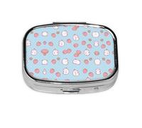 Cartoon Character Strawberry Print Square Pill Box,Portable for Pocket Or Purse Pill Organizer Pill Container Holder