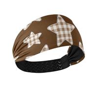 Cartoon Checkered Plaid Star Brown Moisture Wicking yoga headbands Stretchy hairbands for women's hair for Yoga Football Yoga vendas para el pelo mujer