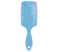 Cartoon Checkered Plaid Star Colorful friendly blow dry brush Designed scalp massager brush for short hair with Ergonomic handle cepillo para definir rizos