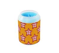 Cartoon Checkered Plaid Star Orange Portable Pet Foot Cleaner with Soft Massage Brush Pets Grooming Supplies for Small Medium Large Breed Dogs, Cats cintur贸n de seguridad para perros