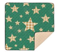 Cartoon Checkered Plaid Stars Green Soft Thick Foldable Baby Play mat for Indoor Outdoor 1-Piecing Foldable Activity Gym Mat for Baby Kids Toddlers Infants, 50'' x 50''tapete para juegos de