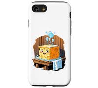 Cartoon Cheese Block in Sauna - Steamy Food Art Case for iPhone SE (2020) / 7/8