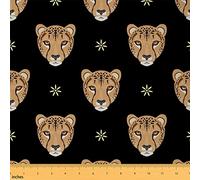 Cartoon Cheetah Fabric by The Yard Cute Watercolor Wild Animal Heard Print Fabric for Kids Teens Adults Western Jungle Style Fabric for DIY Upholstery and Home Accents 1 Yard