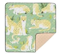 Cartoon Cheetah Mint Green Large Sturdy Foldable Baby Play mat for Indoor Outdoor Portable Foldable Activity Entertainment Mat for Baby Kids Toddlers Infants, 50'' x 50''tapete de gimnasio